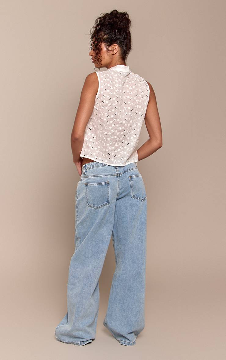 Bleu Clair Jean En Denim Taille Mi-haute