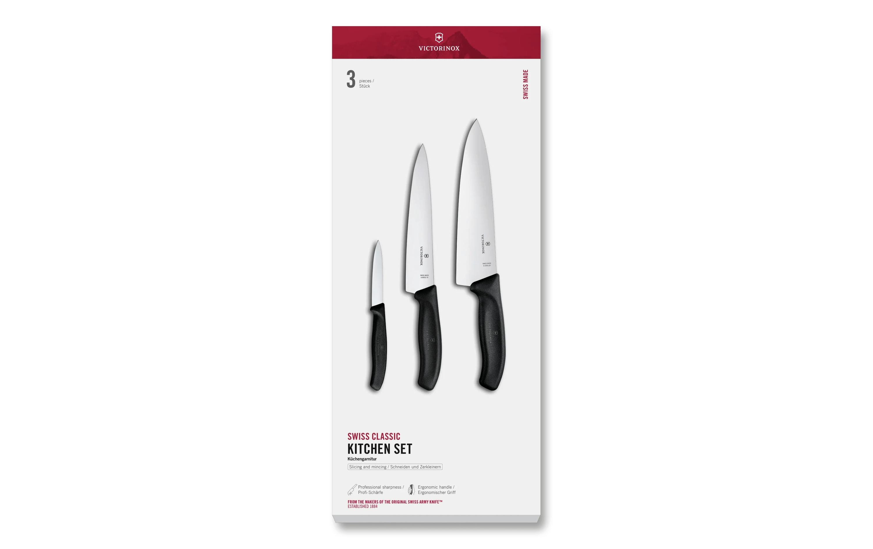Messer-Set Swiss Classic, 3-teilig, Schwarz, GeschenkboxGemüs- und Kochmesser