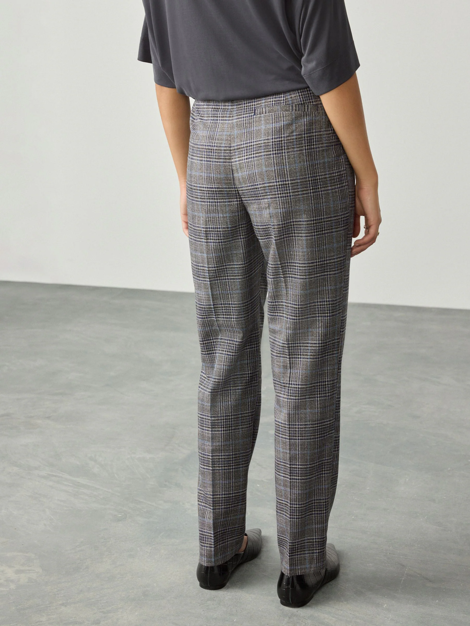 Grijs - Check Sculpting Slim Leg Trousers