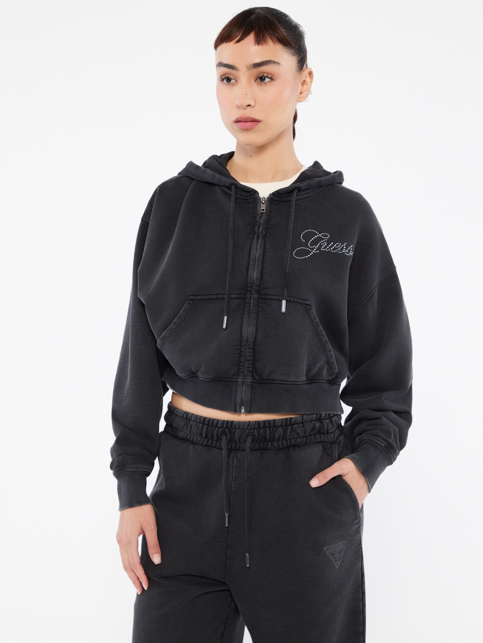 Moletom cropped com strass ecológico da GUESS Originals