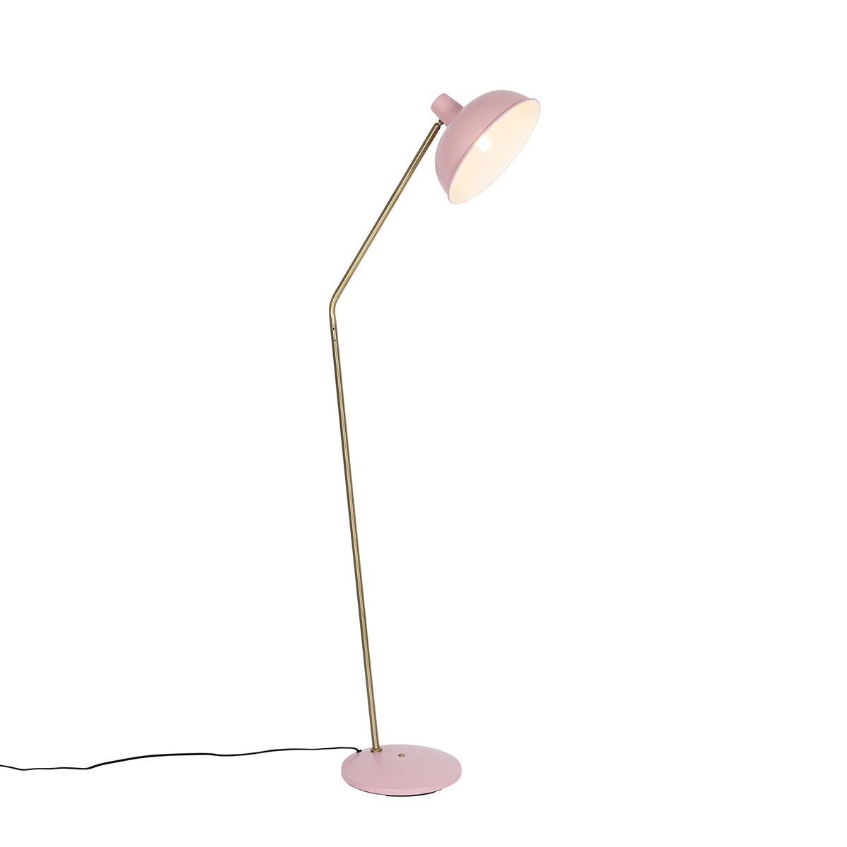 QAZQA - Retro vloerlamp, roze met brons - Milou | Woonkamer | Slaapkamer - Staal, langwerpig - LED-compatibel, E27