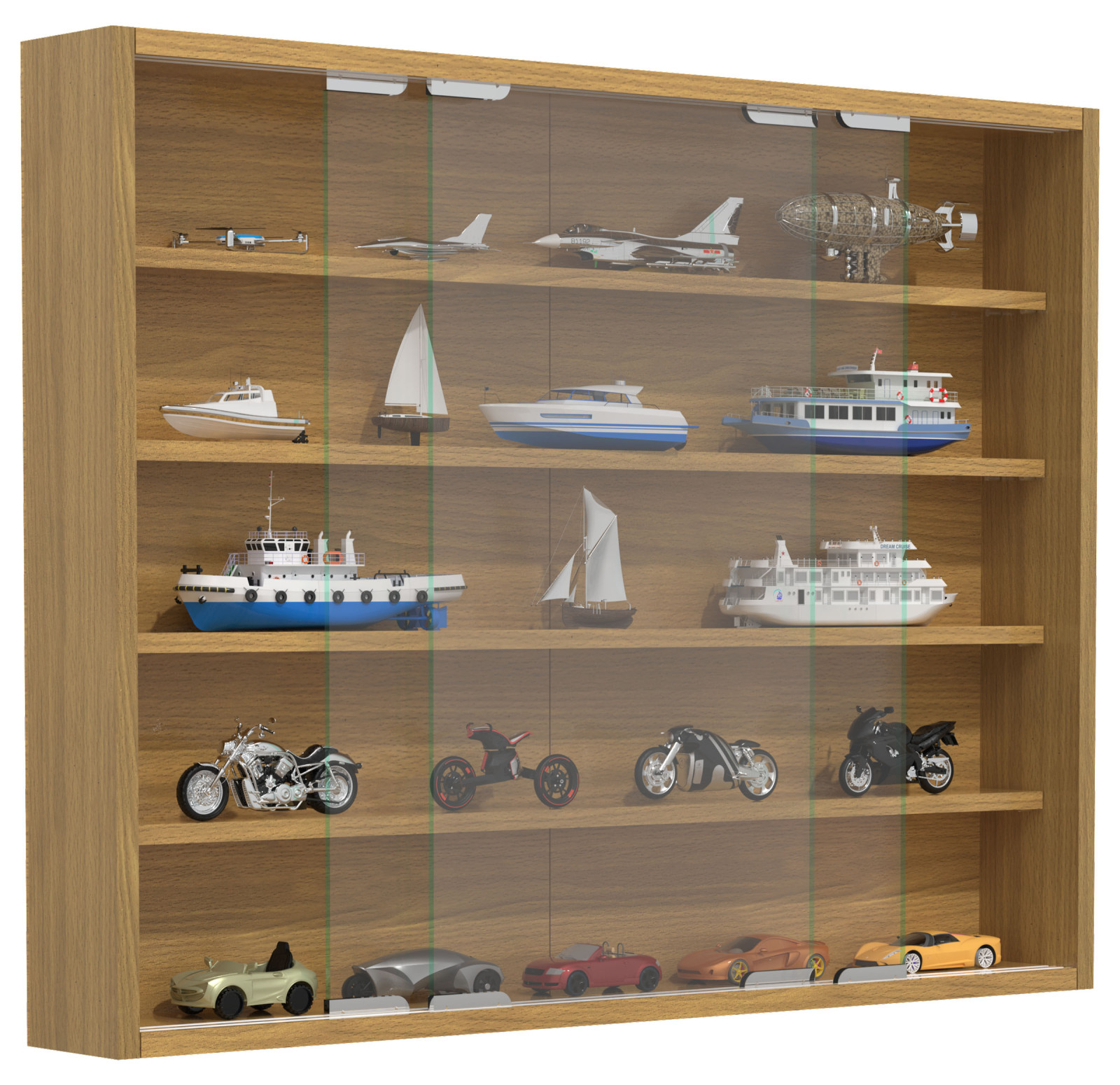 Wandvitrine AGISA L - Buche - Schiebetüren - 77 cm breit