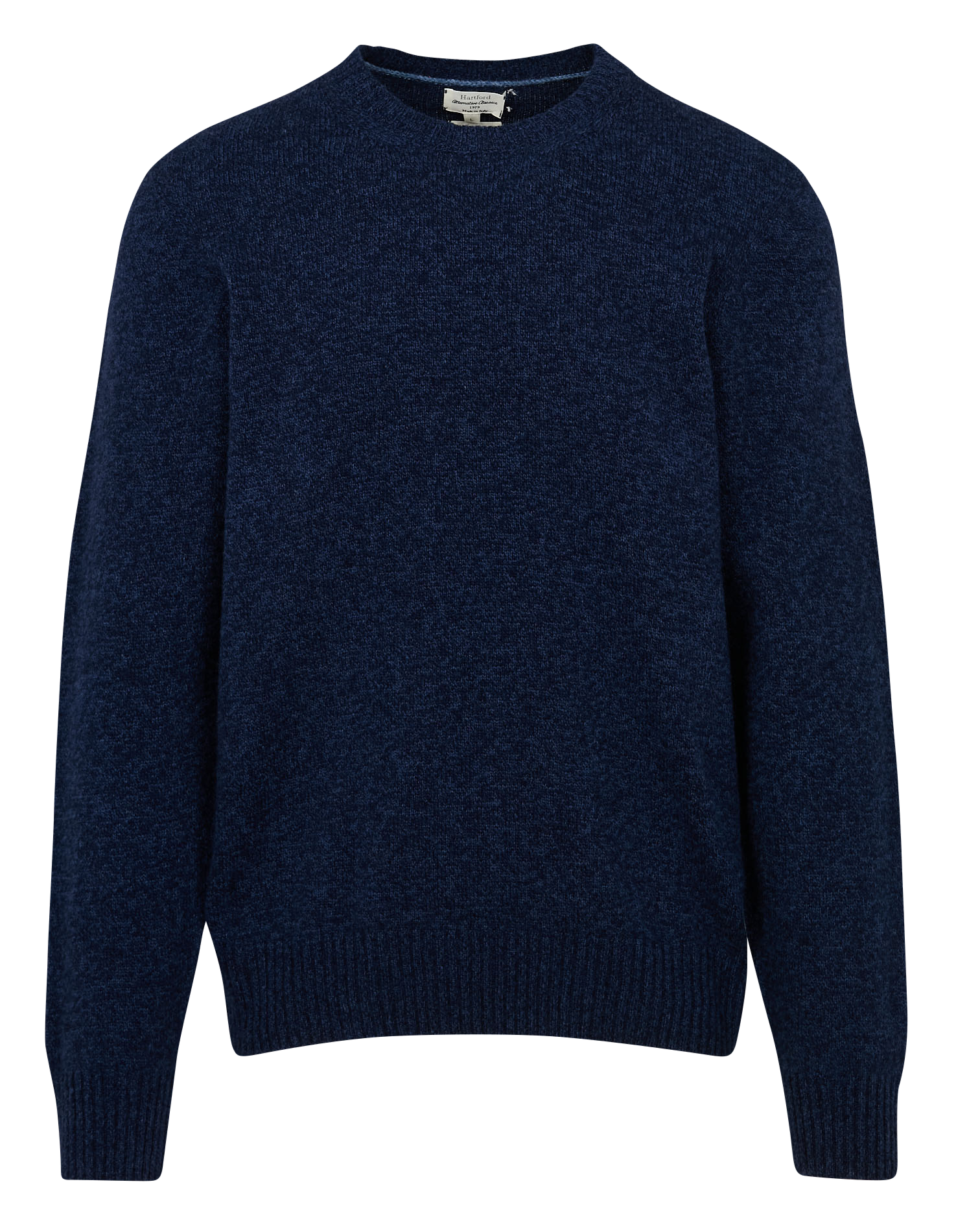 Pull col rond droit en laine | Bleu