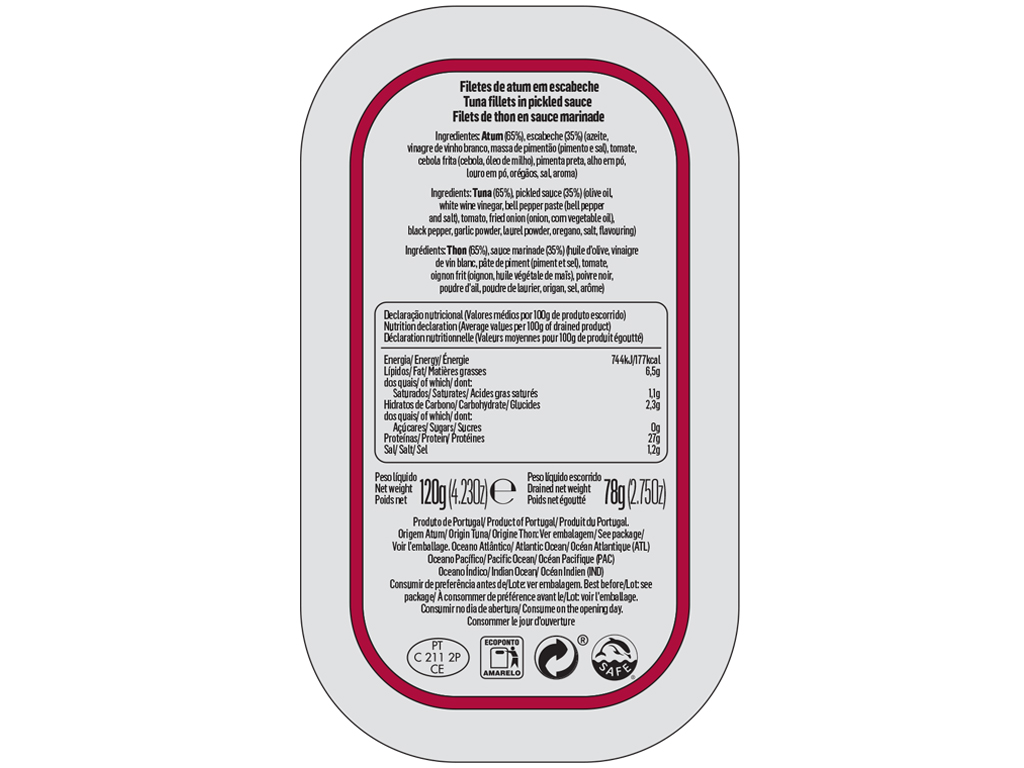 ATUM EM ESCABECHE TENÓRIO 120(78)G