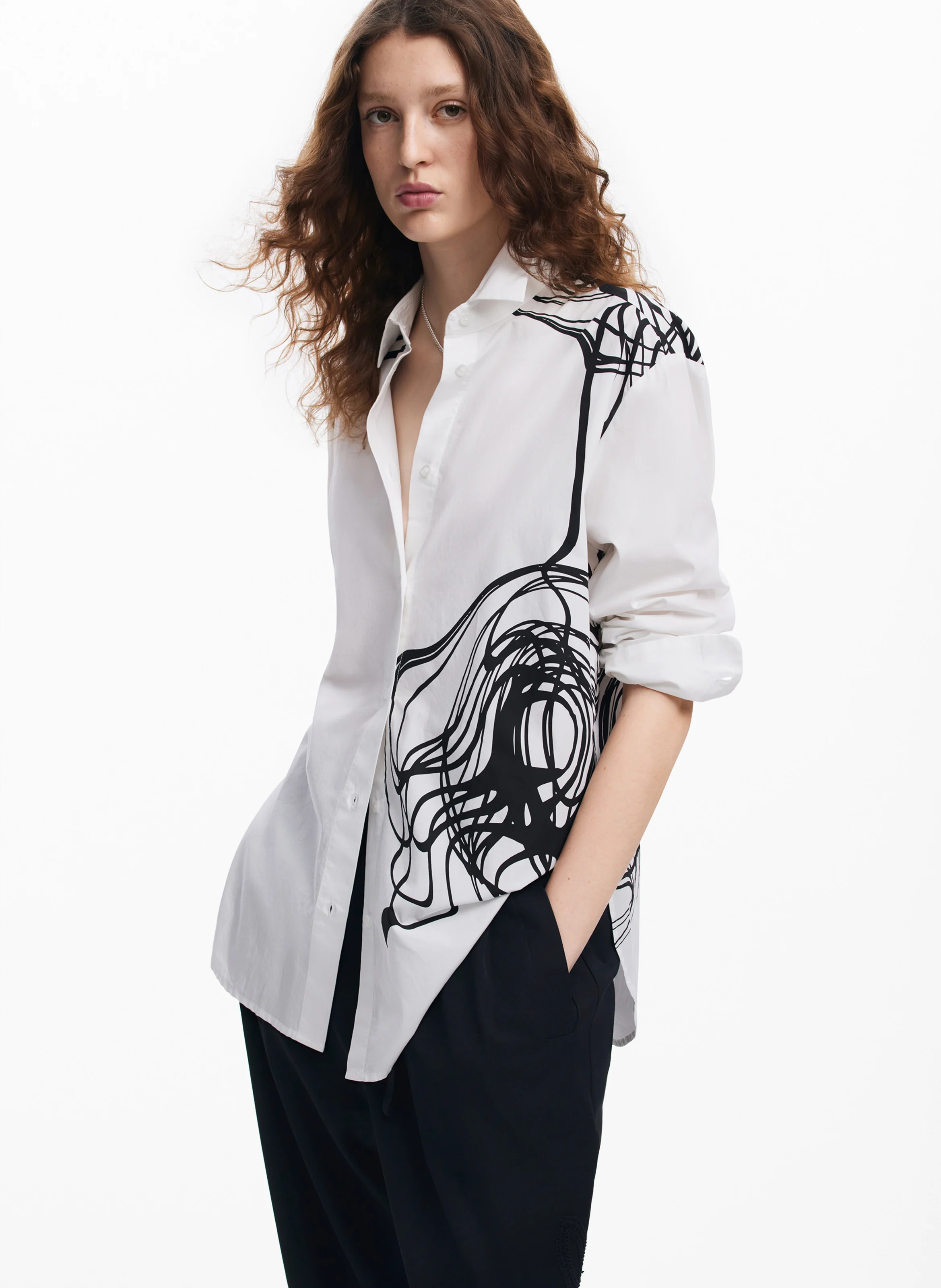 Chemise col classique en coton | Blanc