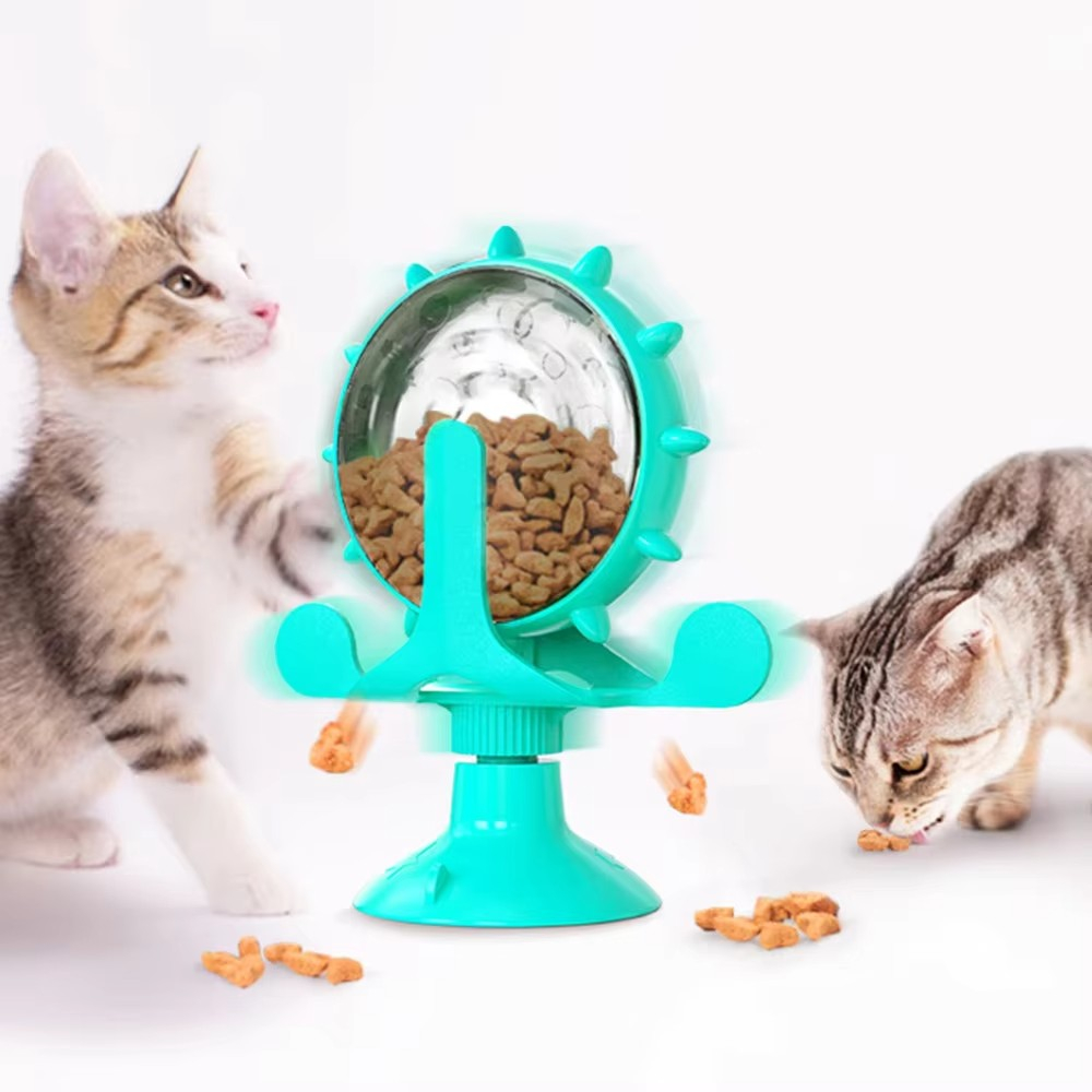 Interaktives Haustier Futter Rad Leckerli Spielzeug Spender für Hunde / Katzen - Türkis