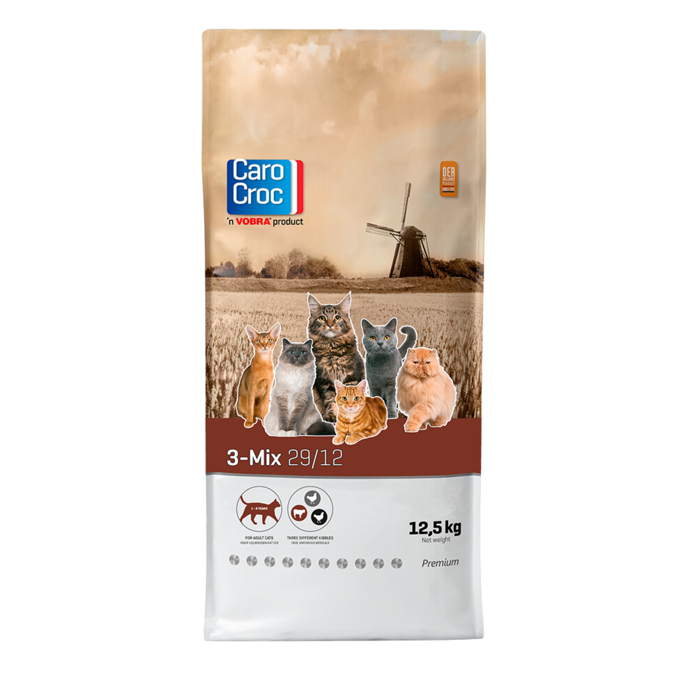 CaroCroc Kattenvoer 3-mix12,5 kg
