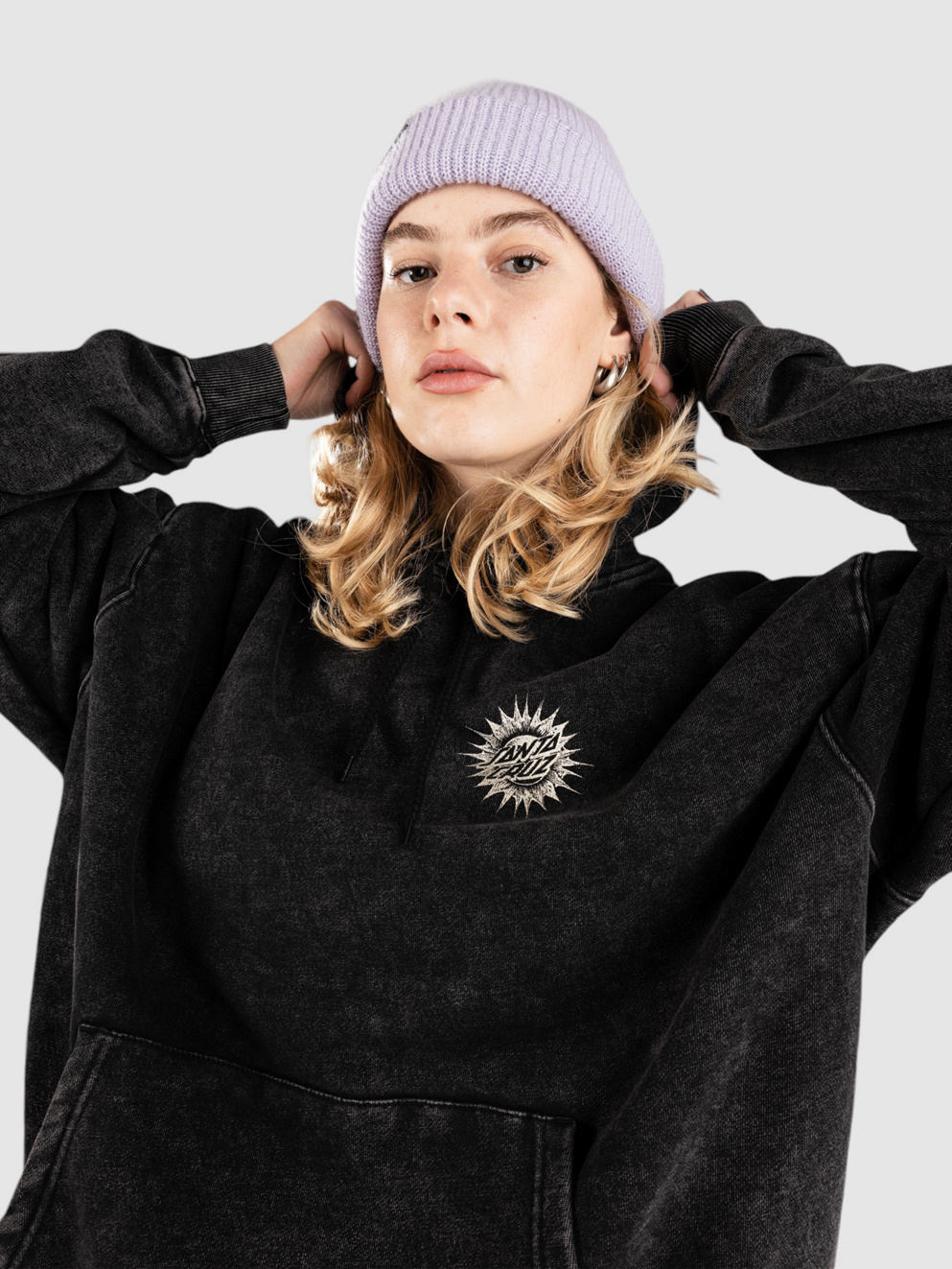 Santa Cruz Ornate Dot Hoodie black acid wash