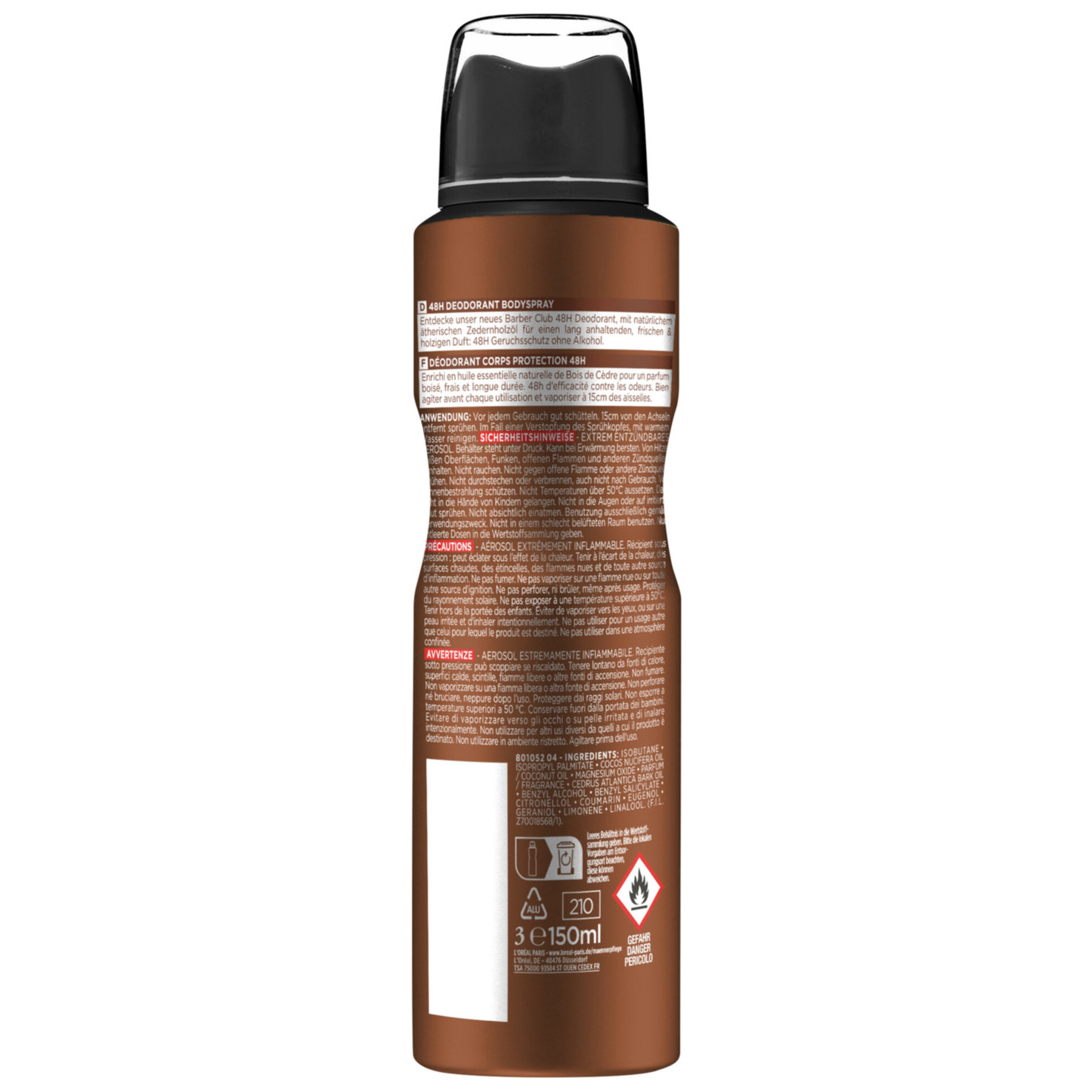 L'Oréal Men Deodorant Spray Expert Barber Club 48h