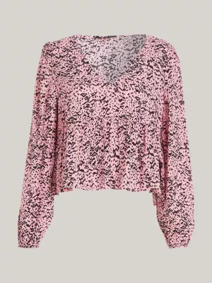 Blusa com estampa animal e barra franzida