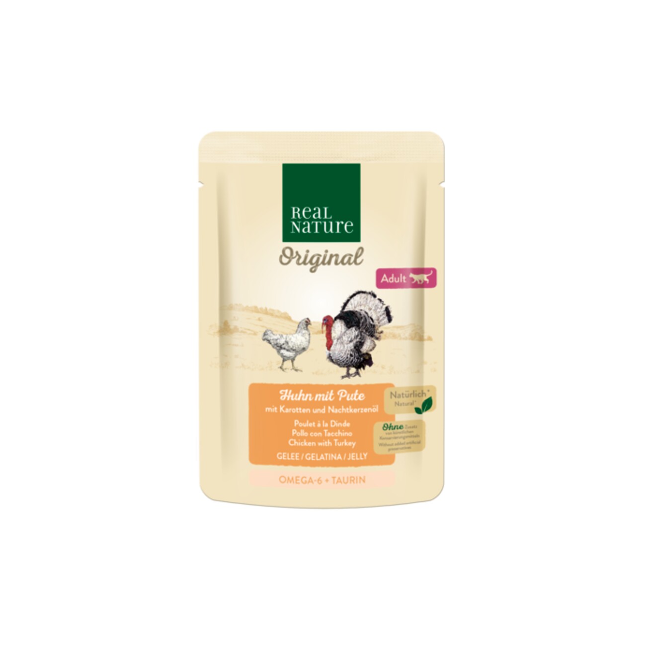 REAL NATURE Original Nassfutter Katze, Adult 12x85 g Huhn mit Pute, in Gelee