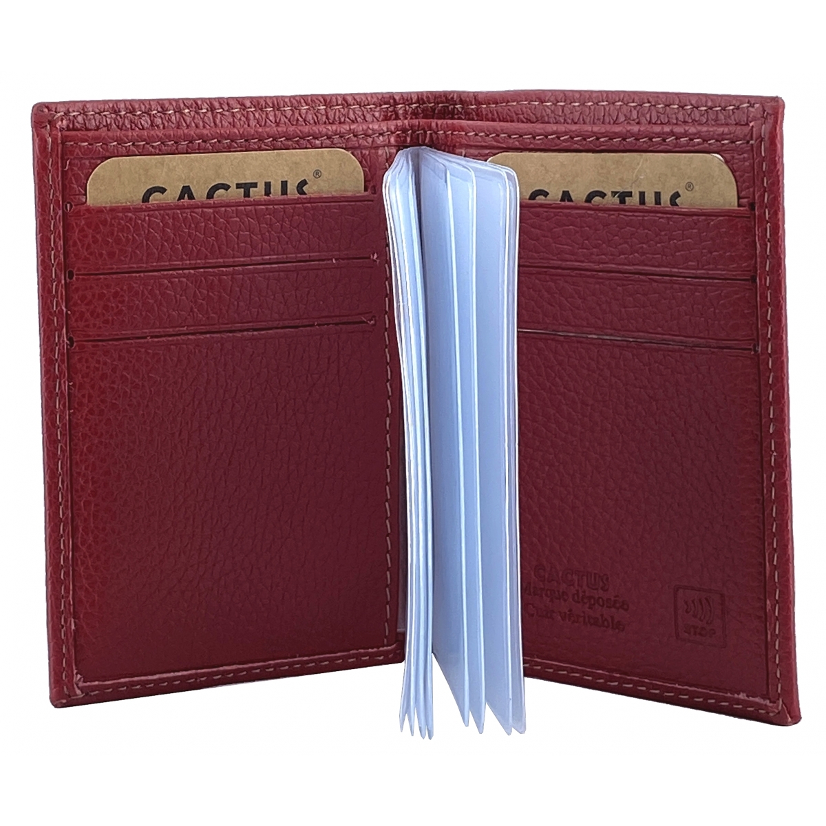 Cactus Porte Cartes cuir de vachette anti-RFID Cactus