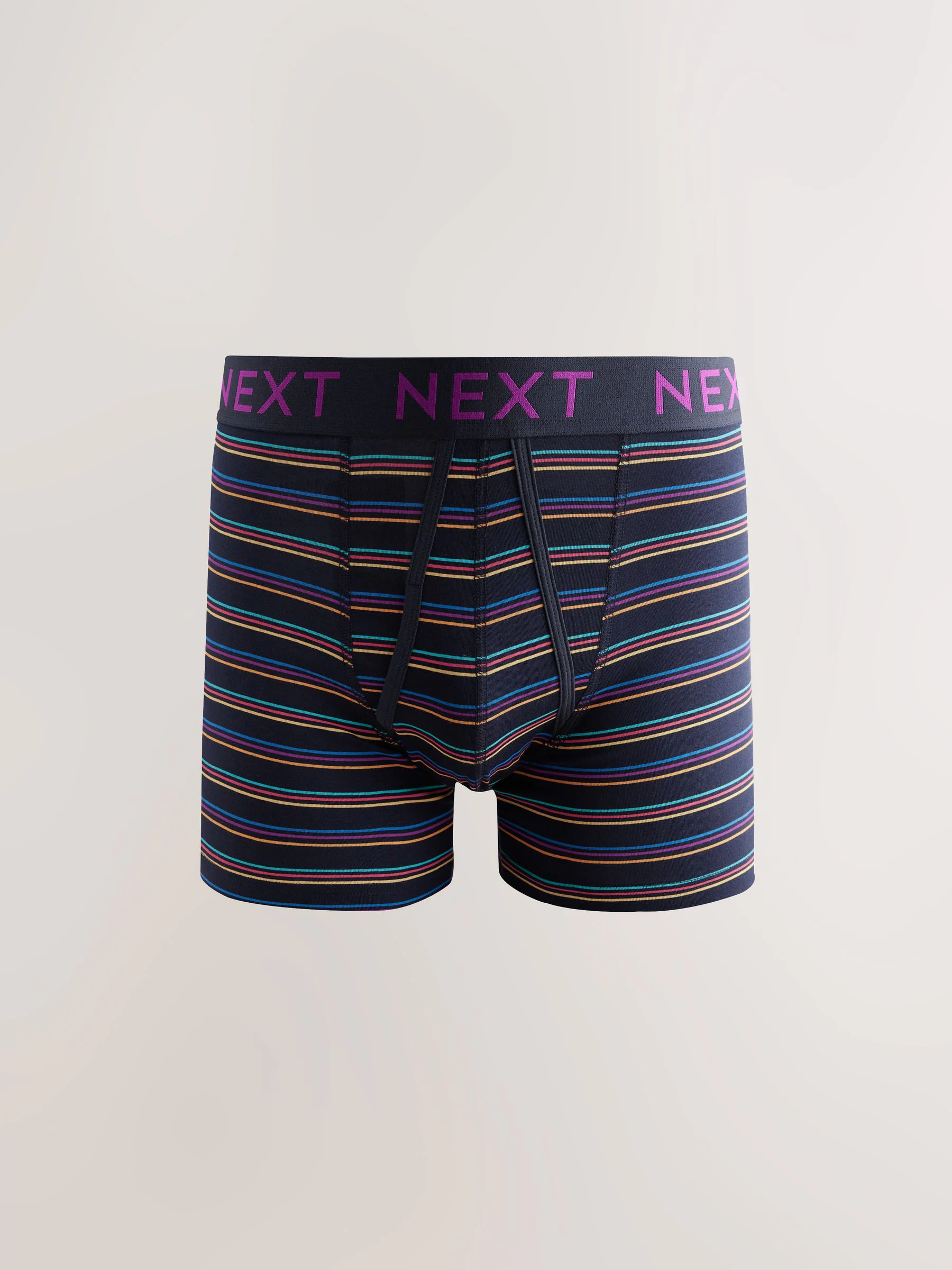 Marineblauwe kleur met opvallende stippen en strepen - Verpakking van 10 - Boxershorts met A-voorkant