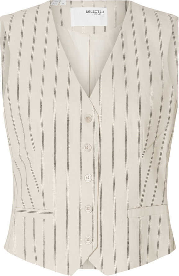 Selected Femme SLFTANIA-HILDA VEST PIN STRIPE Sandshell/pin stripe