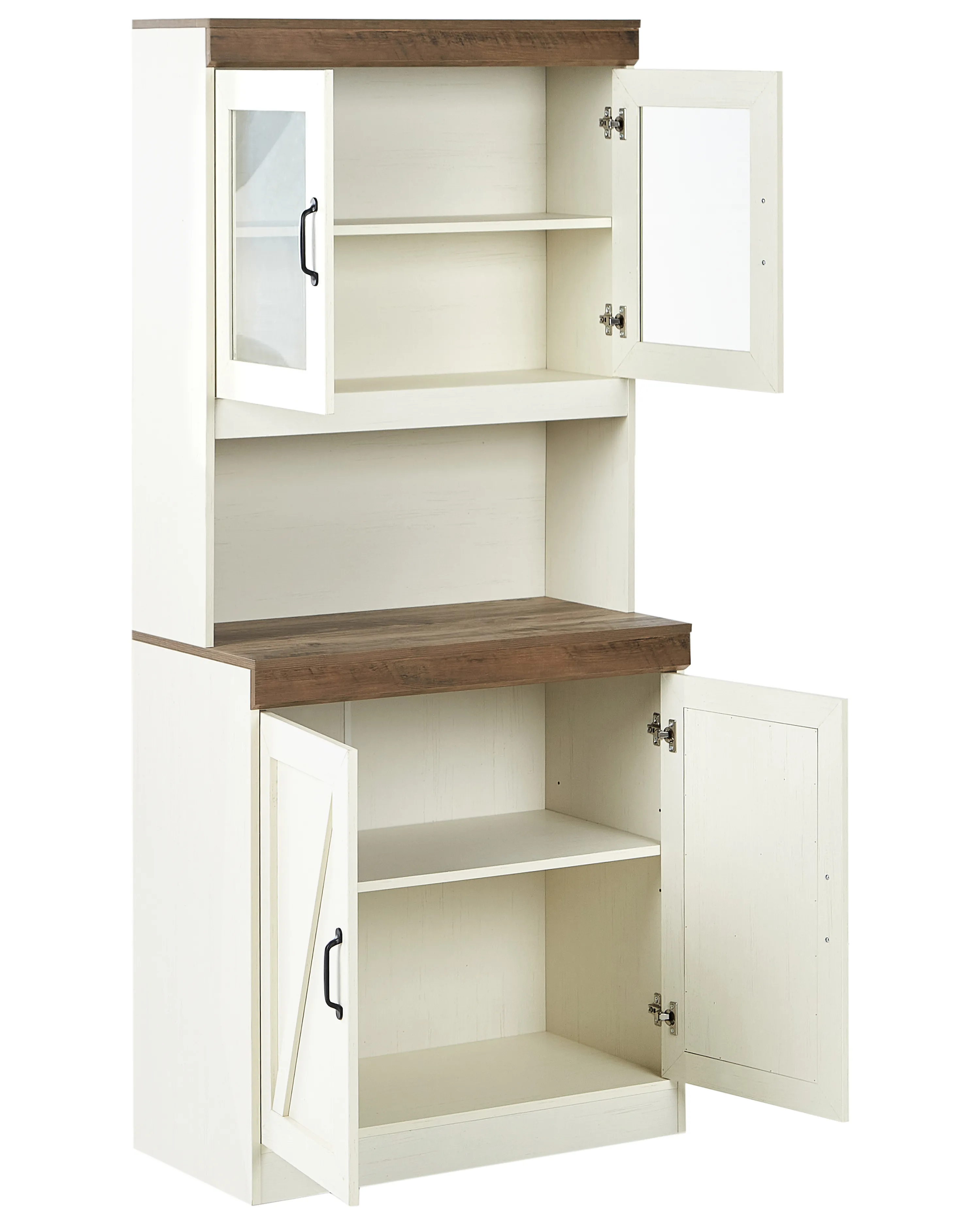 Glazen vitrinekast KALBARRI 80 cm Bruin/wit