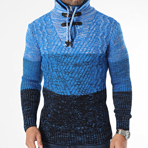 Pull Col Amplified Bleu Noir Blanc