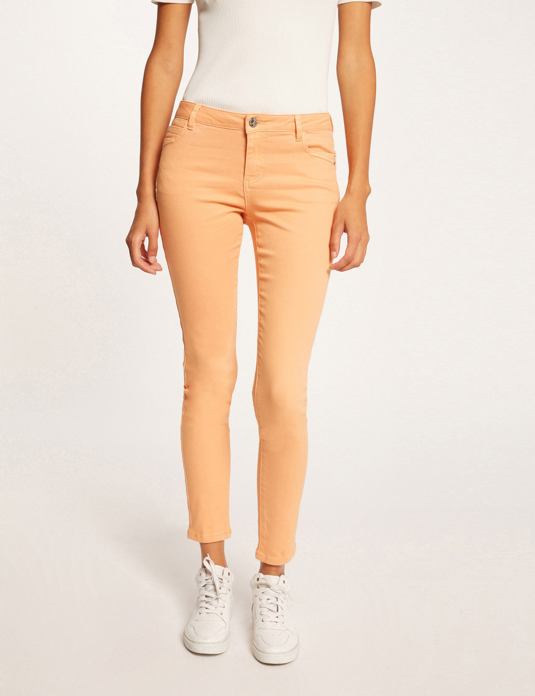 Jeans skinny taille basse orange clair femme - orange_clair