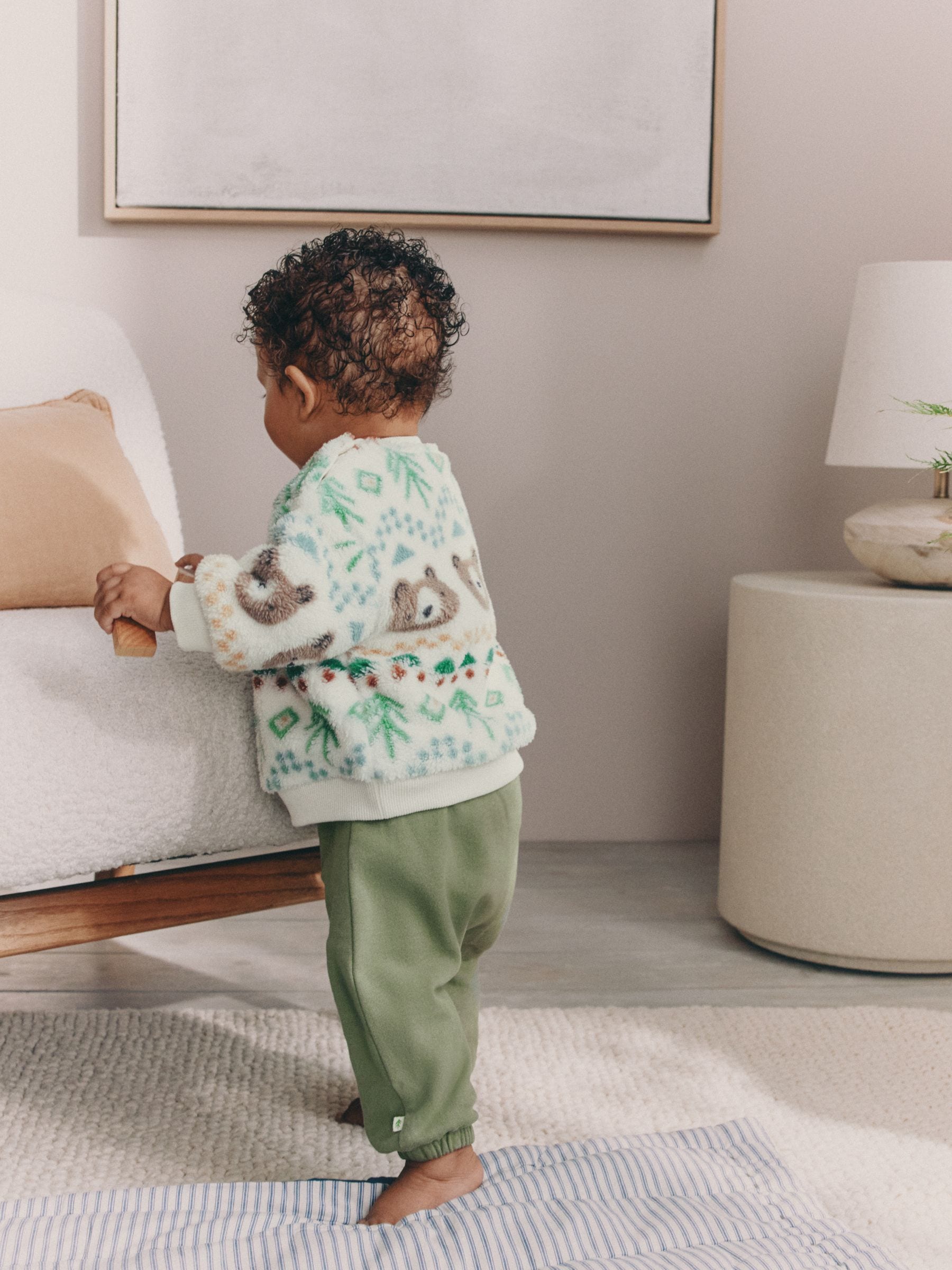 Groene beer Fairisle - Set van fleece top en joggingbroek voor baby's (0mnd -2jr)