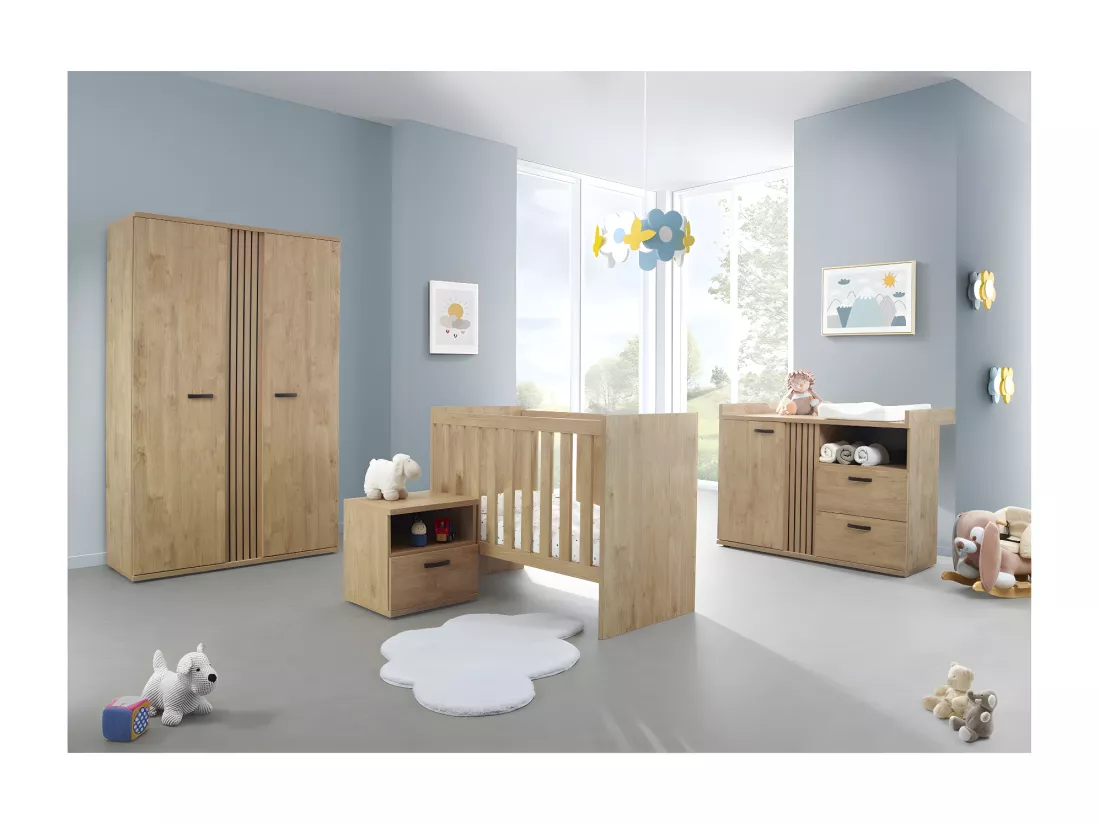 Armoire robuste pour chambre d'enfant 2 portes collection TOMMY coloris chêne doré.