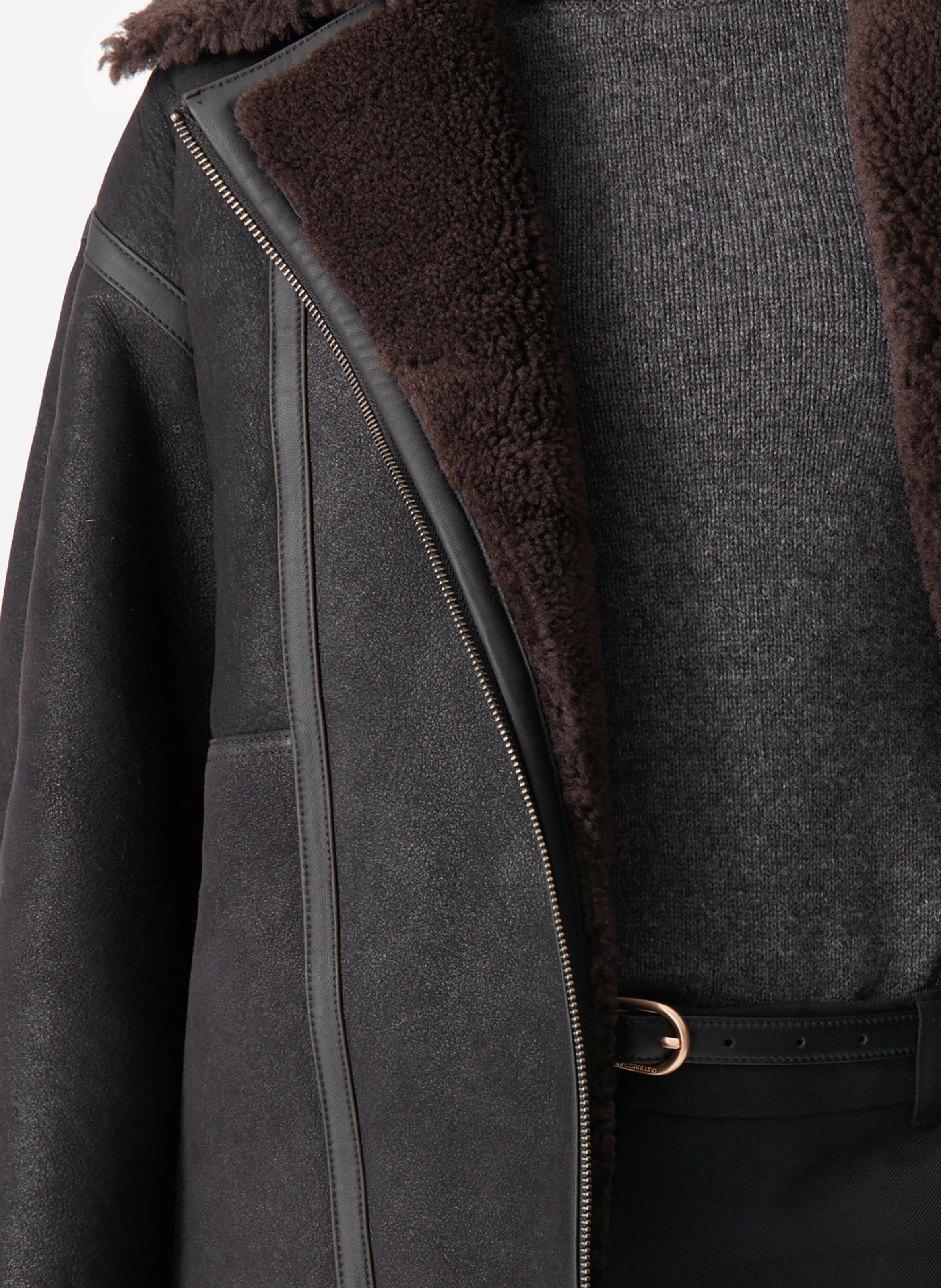 BORIS - Veste col tailleur en cuir | Marron