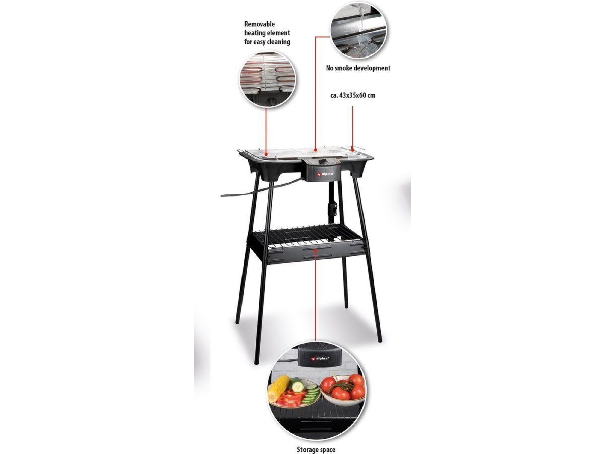 Alpina 2000W 2-in-1 elektrische barbecue