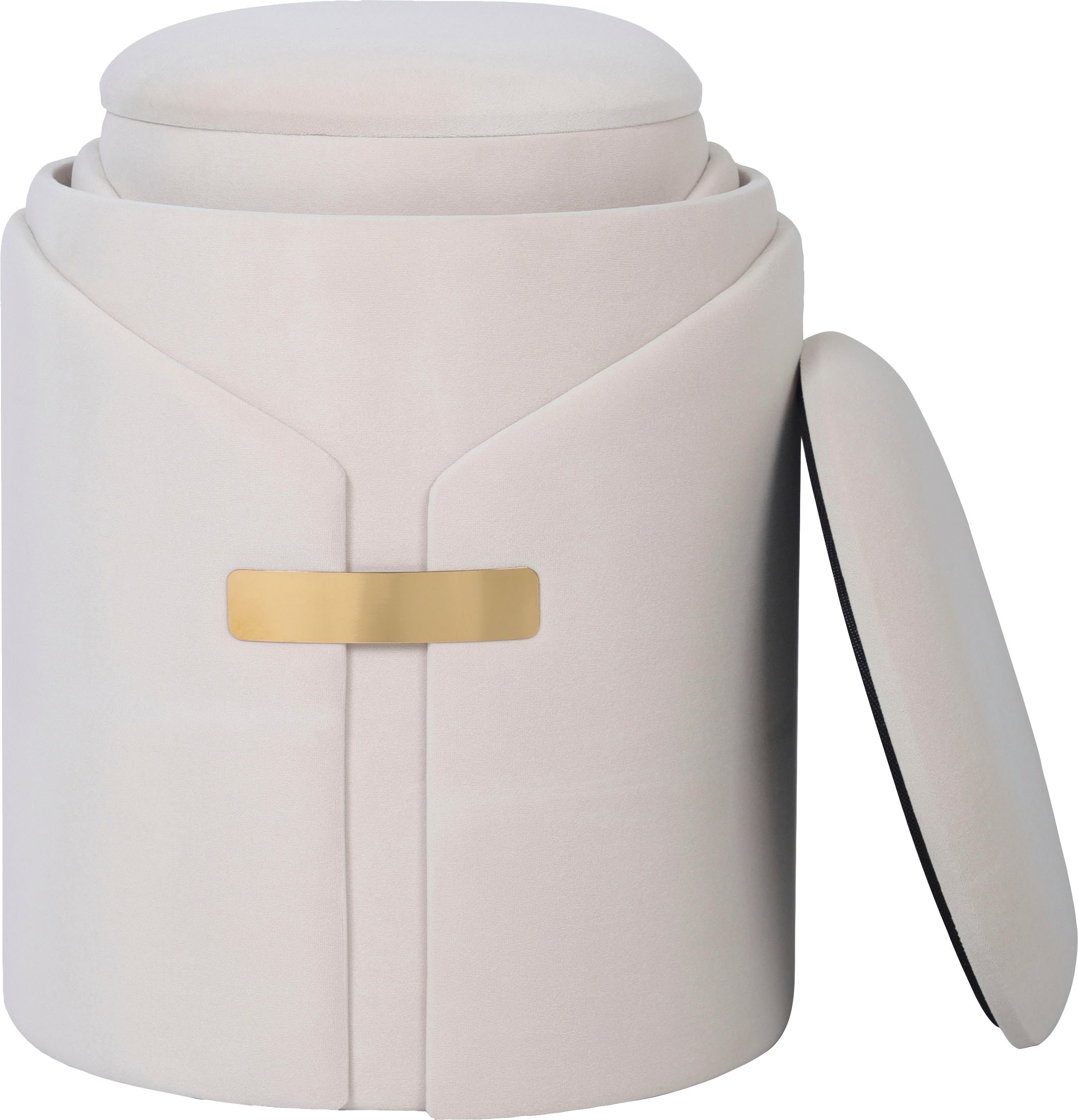 Kayoom Polstergarnitur »Hocker Forcet 125 2er-Set, Edler Kunstsamtbezug« Set, Hocker 1: B 30,5/ H 38,5/ T 30,5 cmHocker 2: B 37/ H 44,5/ T 37 cm, 2 Stk. tlg. modern, mit Stauraum, dekorativ, Viele dekorative Farbkombinationen
