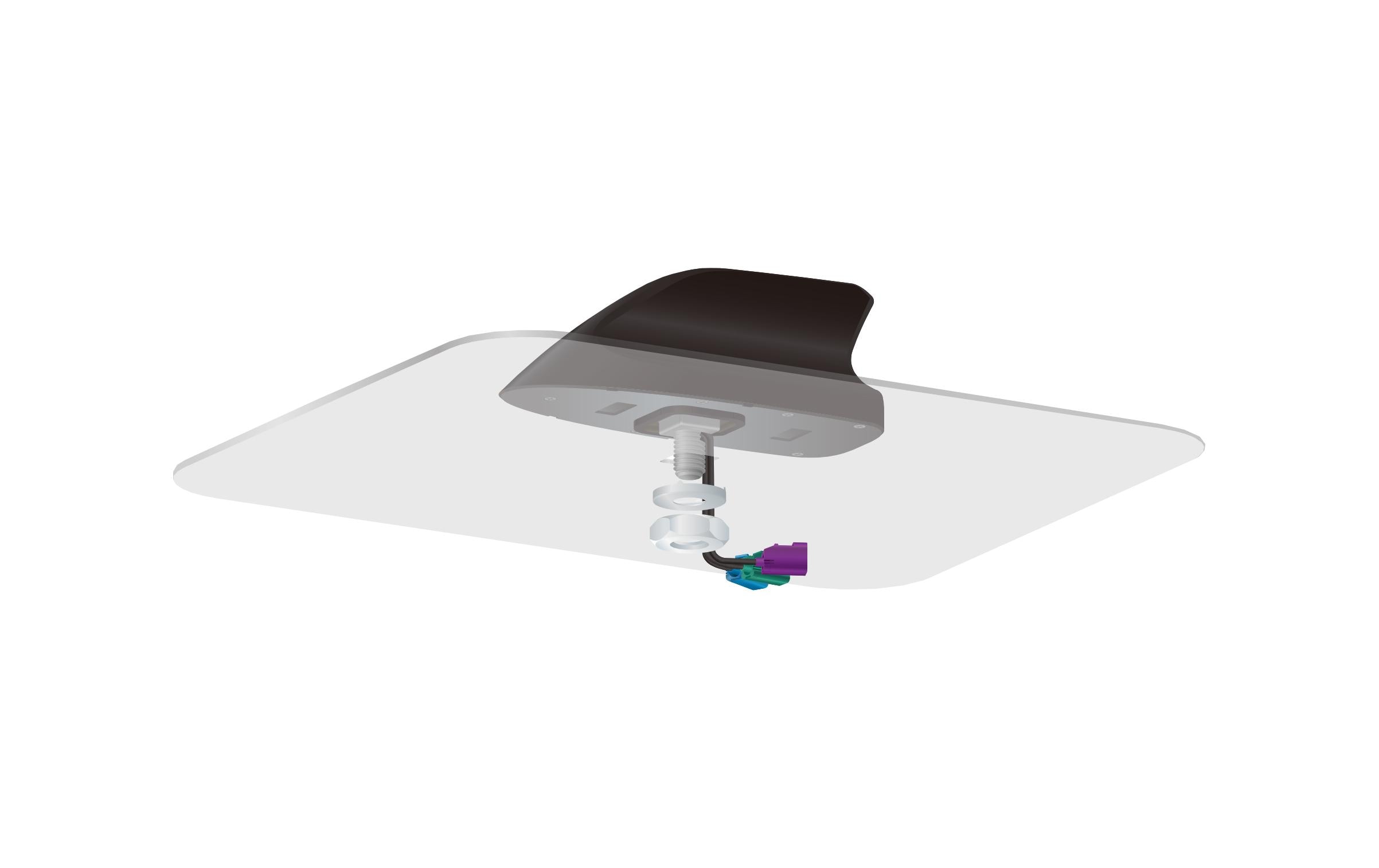 LTE/WLAN/GPS-Antenne Shark Fin FAKRA C/D/Z 3.5 dBiDelock Shark Fin Antenne mit LTE + WLAN + GNSS Multiband