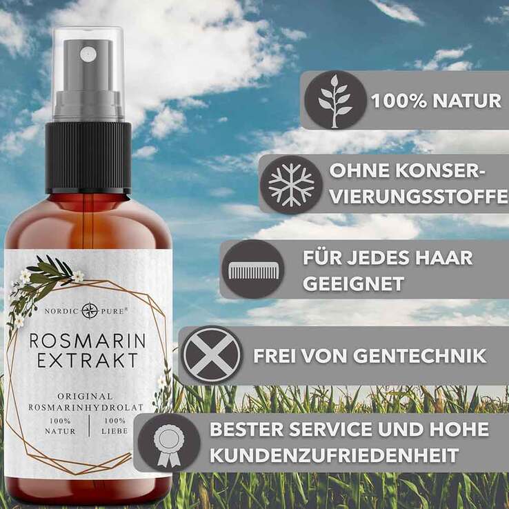 Rosmarinextrakt für Haare & Kopfhaut Nordic Pure Spray, 100 ml