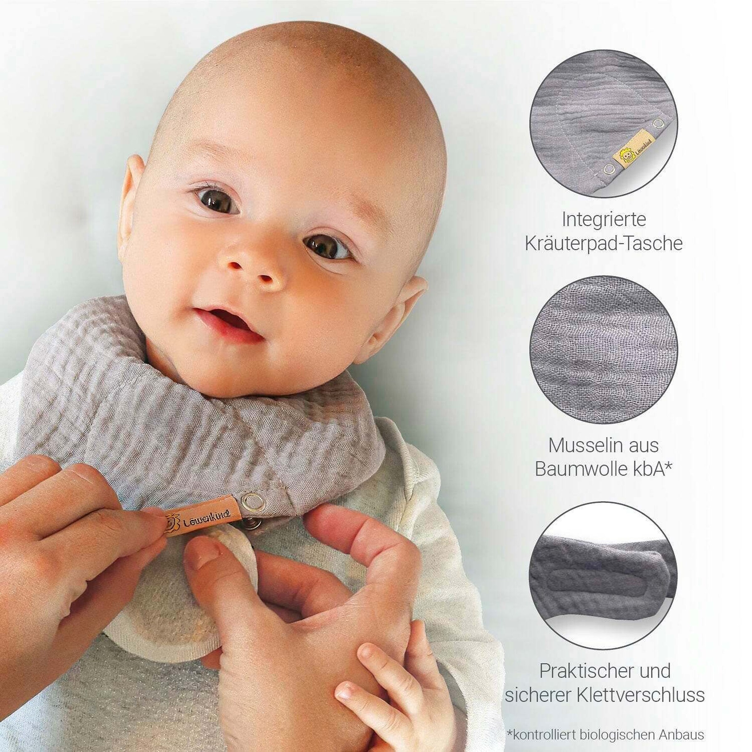Löwenkind Geschenkbox - Kräuterpads & Halstuch Pistazie