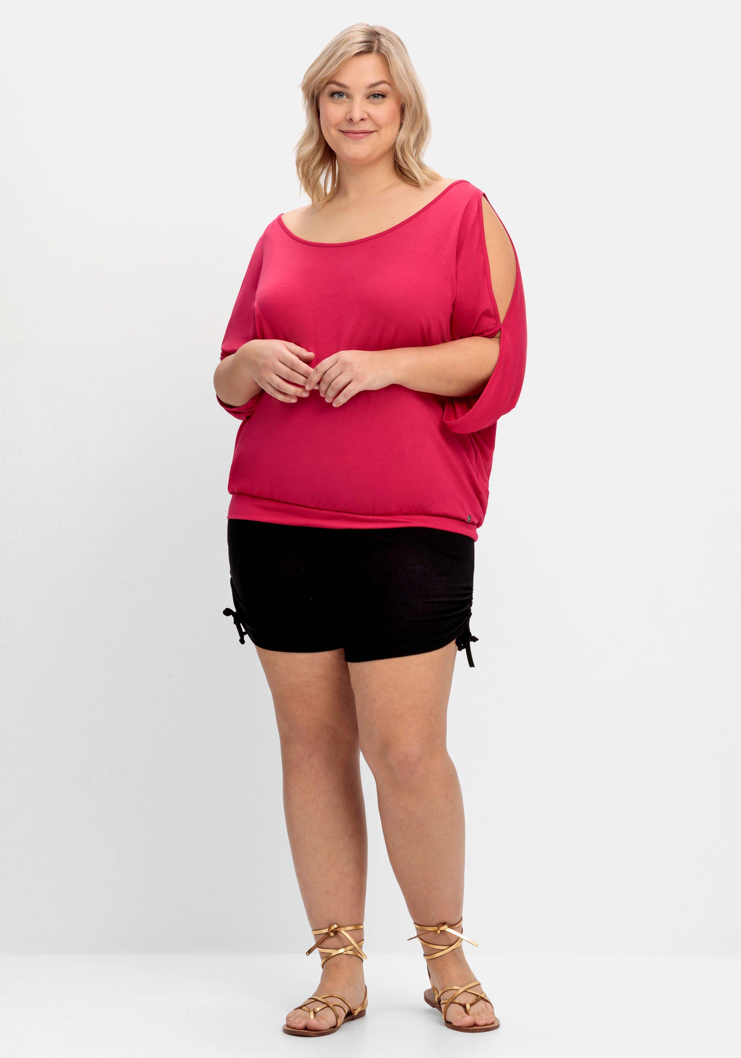 Jerseyshorts mit breitem Smokbund und Raffung seitlich