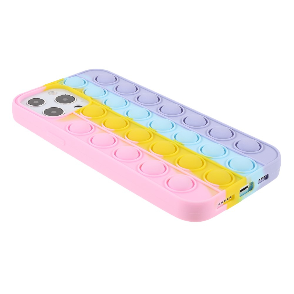 2in1 iPhone 13 Pro Silikon Bubbles Hülle   Anti Stress Pop It Fidget Rainbow Rückseite - Rosa
