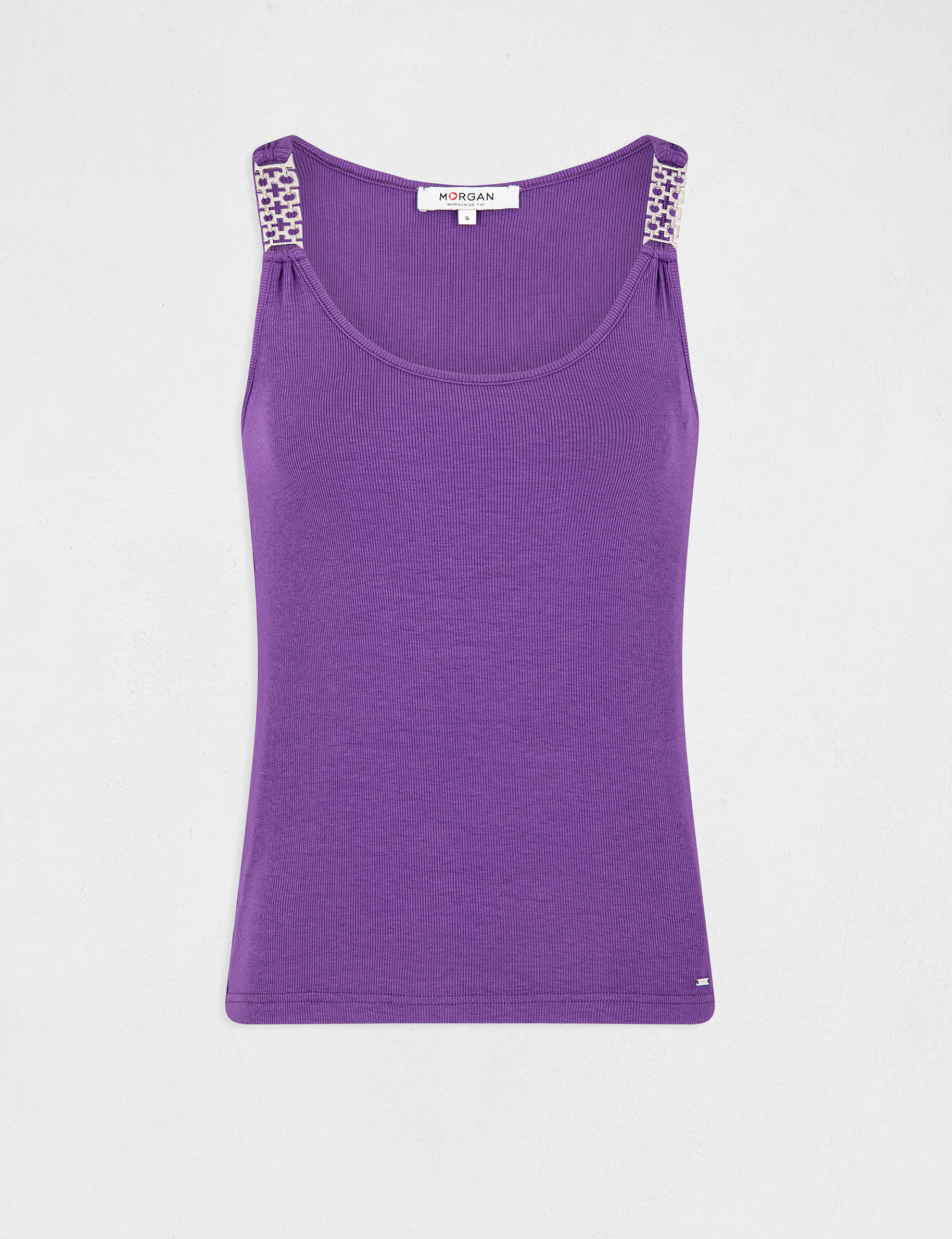 Débardeur avec bretelles à ornements violet fonce femme - violet_fonce
