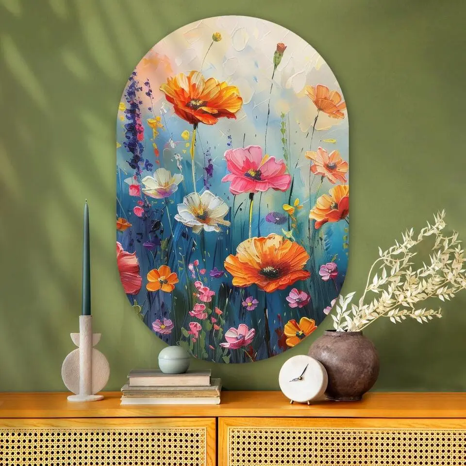 MuchoWow Wand decoratie 80x120cm Bloemen Natuur Waterverf