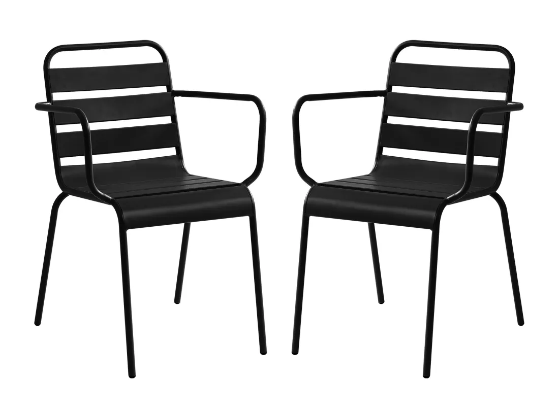 Lot de 2 fauteuils de jardin empilables en métal - Noir - MIRMANDE de MYLIA