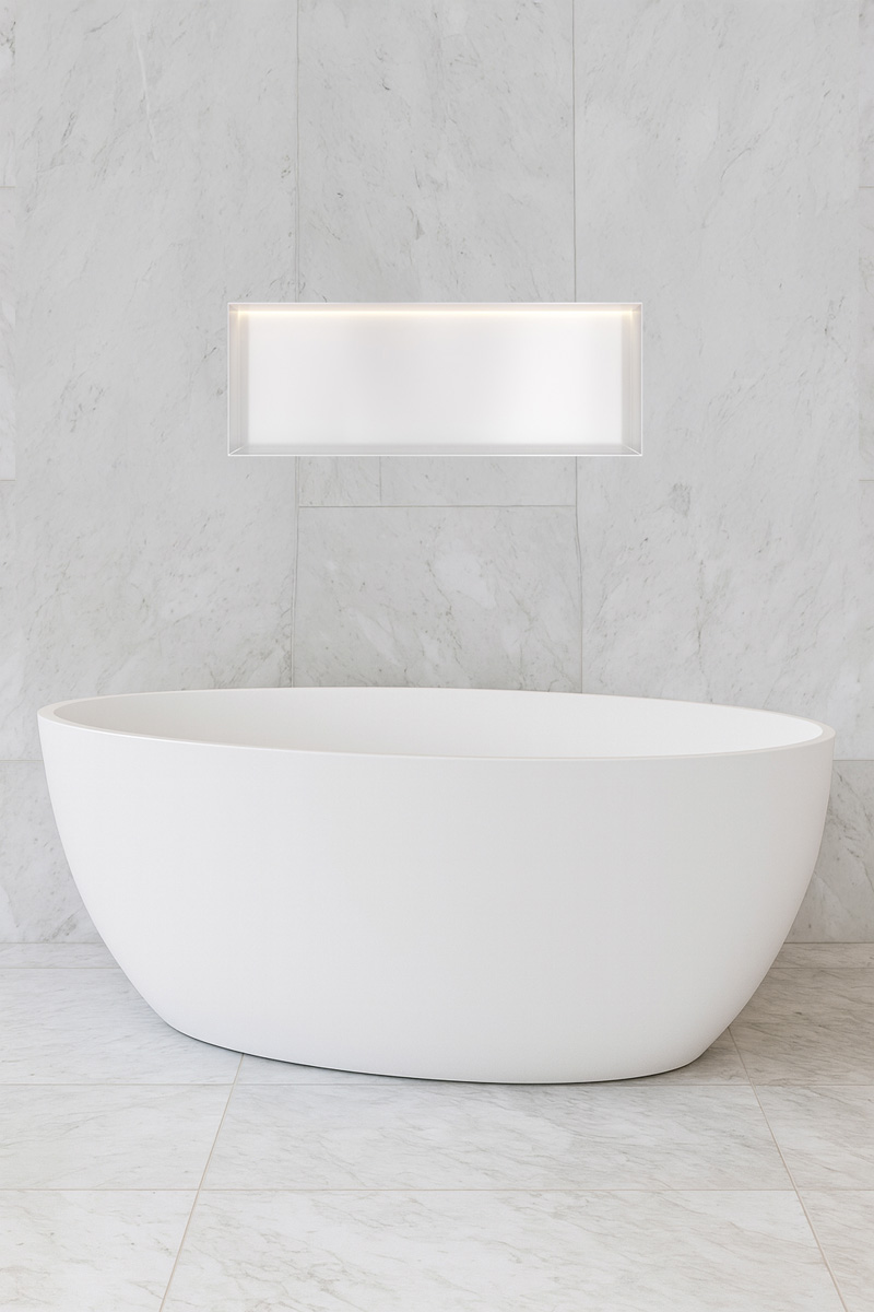 Hotbath &More frameless inbouwnis met verlichting 30x80x10cm wit mat