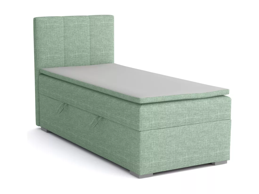 LIT SIMPLE avec tiroir de rangement et surmatelas, côté gauche Monaco Mini 90x200 cm, Lux 29 (Vert pâle)