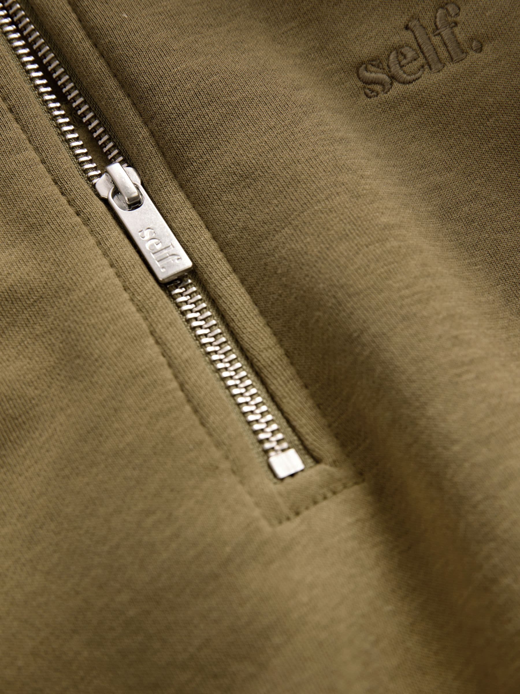 Olijfgroen - Sweatshirt met korte rits