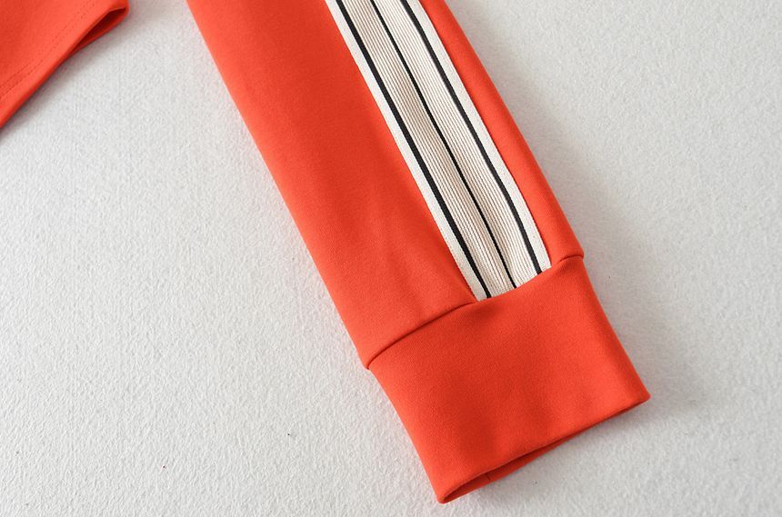 Sundine - Cropped jack met opstaande kraag, gestreept paneel en rits