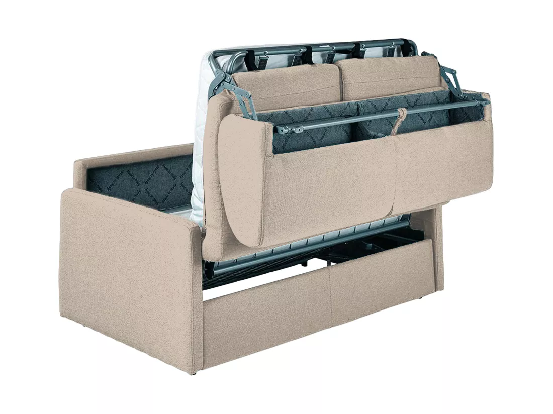 Canapé 3 places convertible express en tissu beige - Couchage 140 cm - matelas 18 cm CALIFE