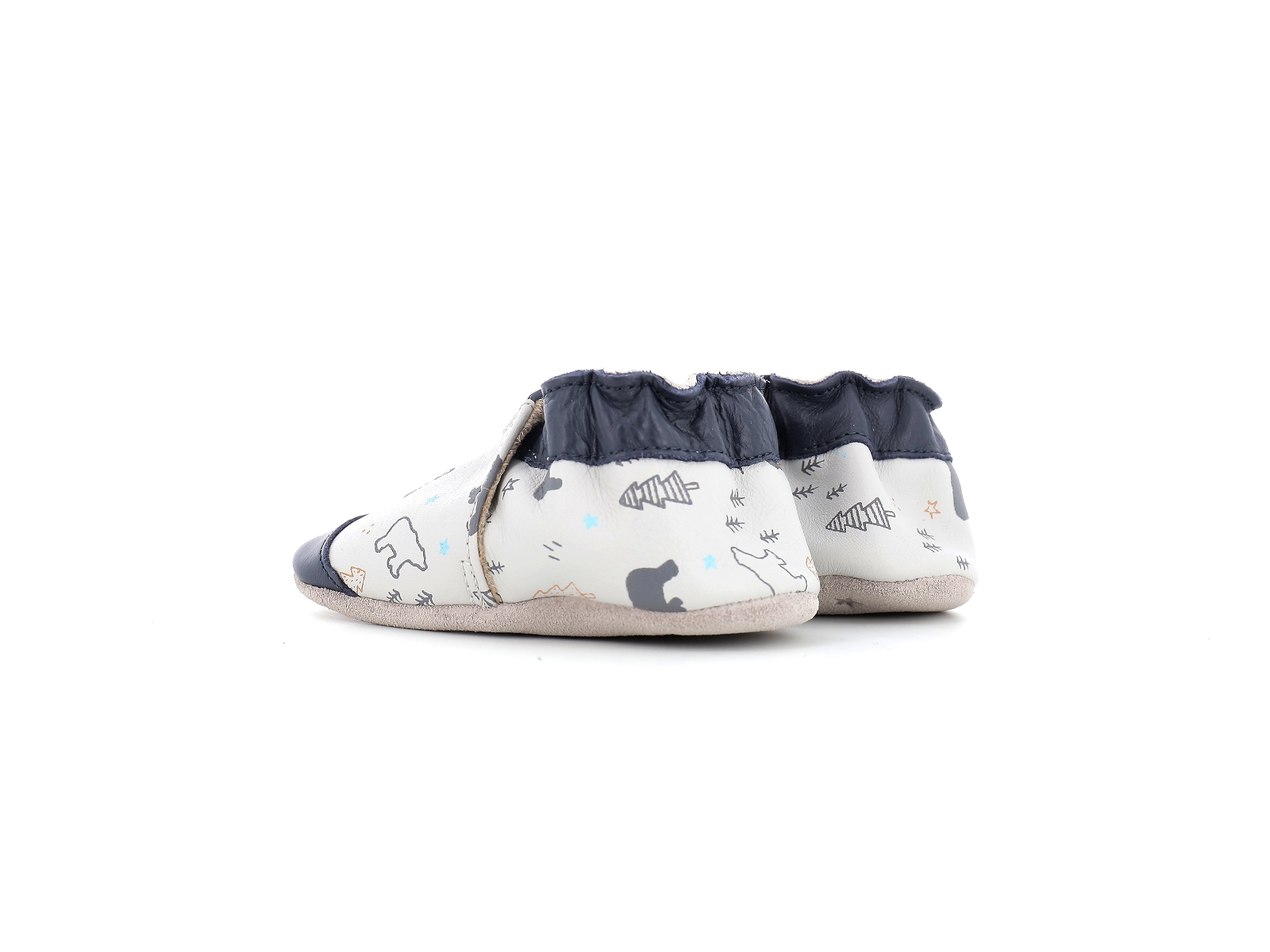 Robeez-WINTERING BEAR Cuir Gris Bleu