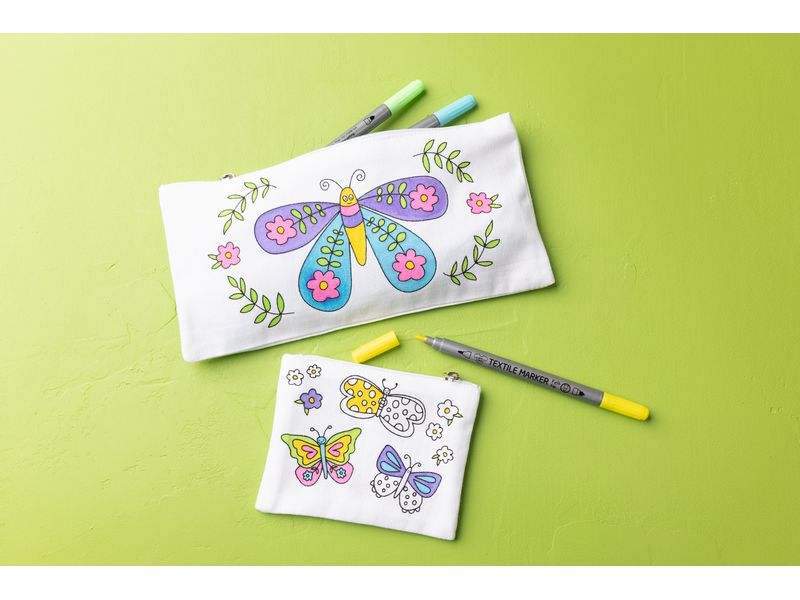 Creativ Company Bastelset Stoff Schmetterlinge, Pastellfarb Mini Kreativ Set Stoff bemalen