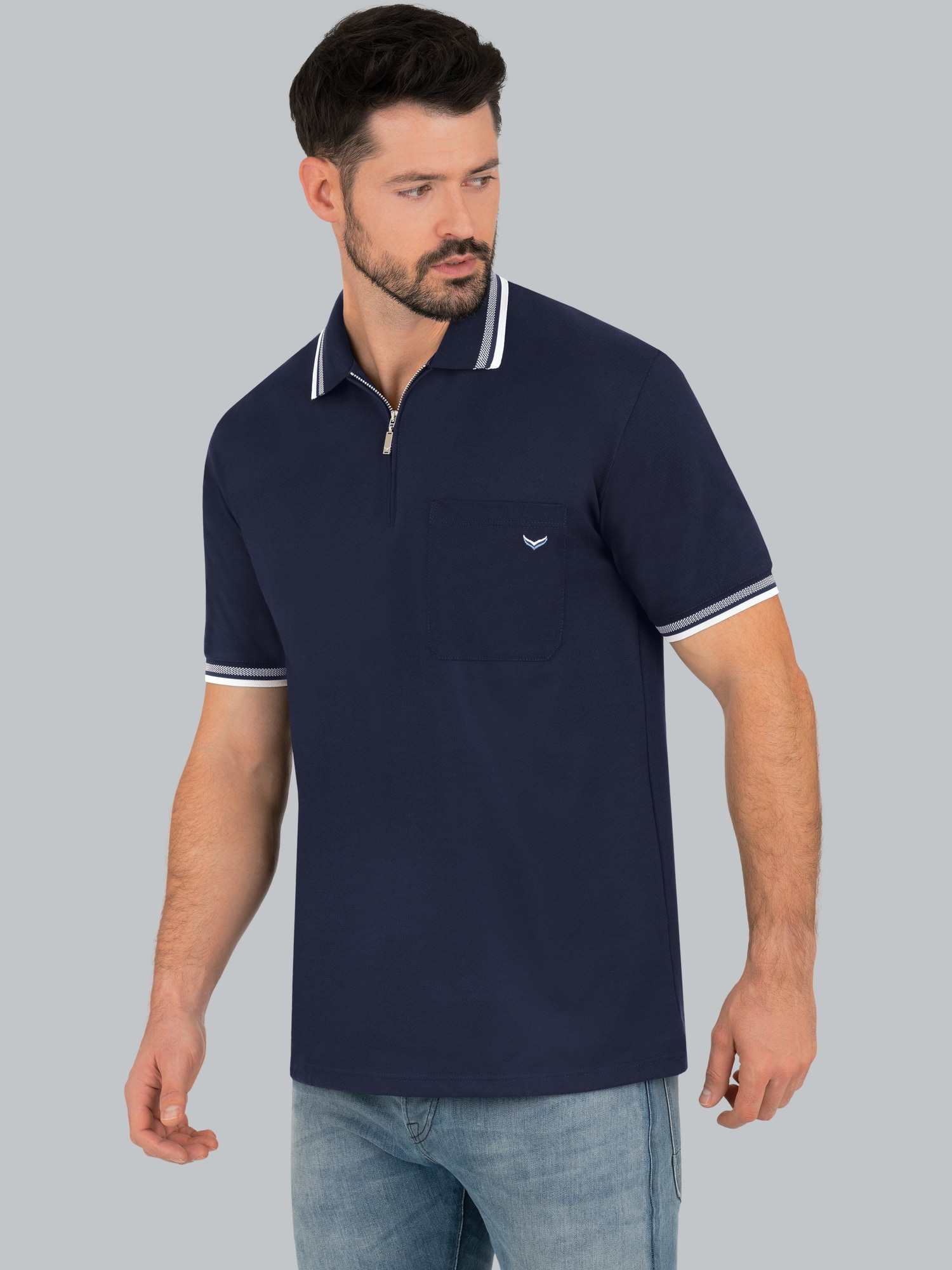 Poloshirt mit Reißverschluss Navy