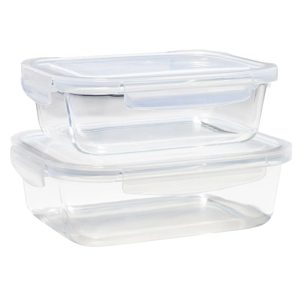 Lunchbox en verre x2 avec couvercle 640ml et 1,05L