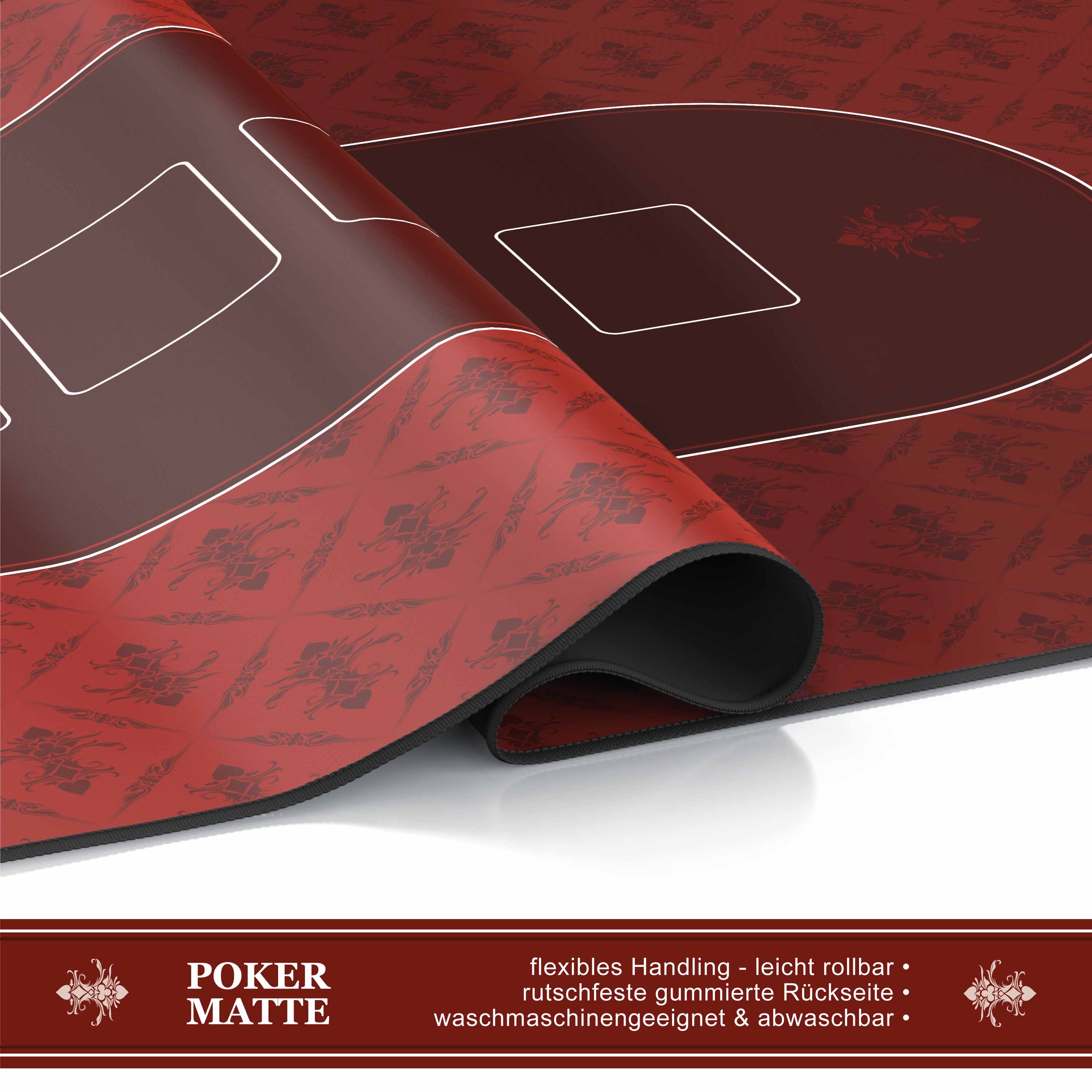CSL Extra große Tischauflage Pokermatte 1000 x 600 mm / Kartenspiel Matte / Ovales Design