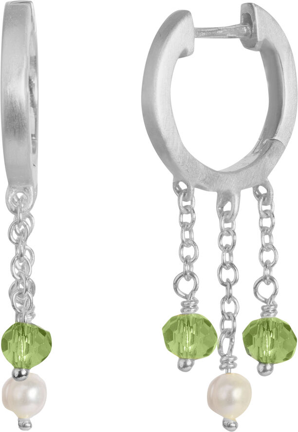 ByBiehl Pearl and Stone Hoop -R Gold plated silv
