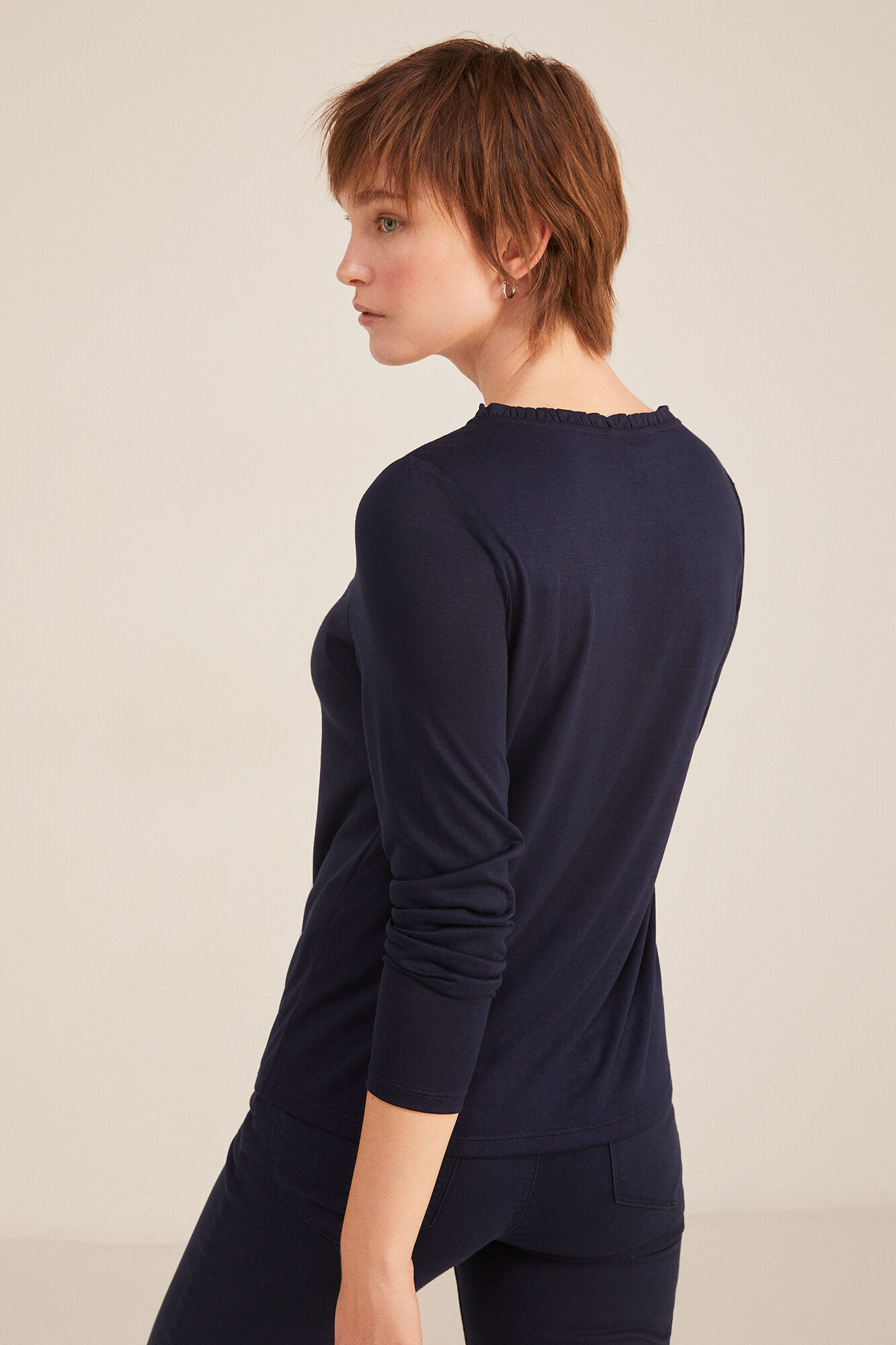 Camiseta Baker's com babados - azul marinho