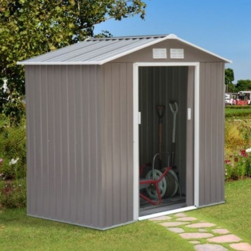 Casinha de jardim metálica Outsunny para armazenamento, cinza