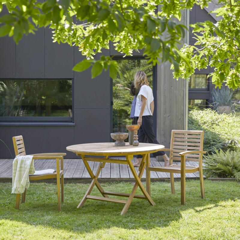 Ensemble d'extérieur en bois de teck Andria 2 H 75 x L 120 x P 120 cm