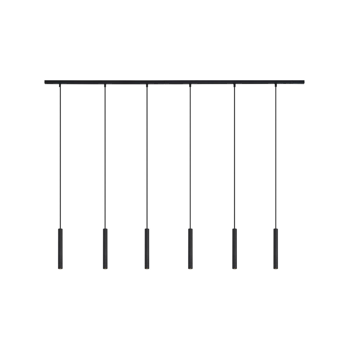 Modern railsysteem met 6 hanglampen zwart 1-fase - Slimline Keno