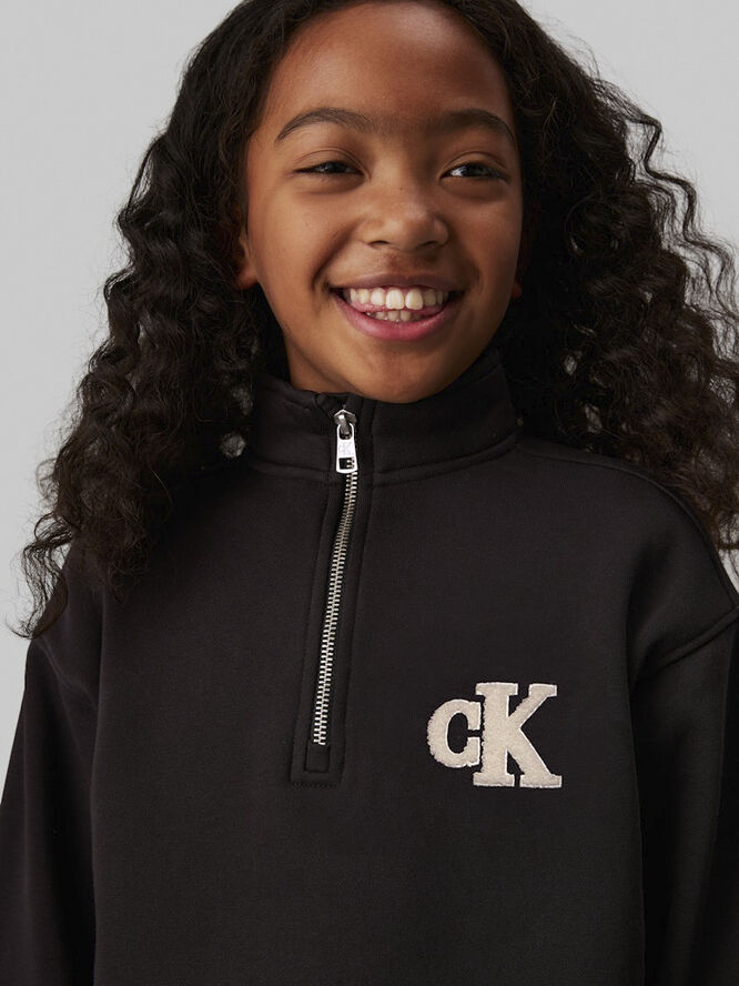 Calvin Klein TEDDY MONOGRAM ZIP FLEECE DRESS Ck black